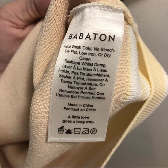 𝅺ARITZIA Babaton Sculpt Knit Tank in Lemongrass Pink and Beige ~ size M Medium - Picture 12 of 13